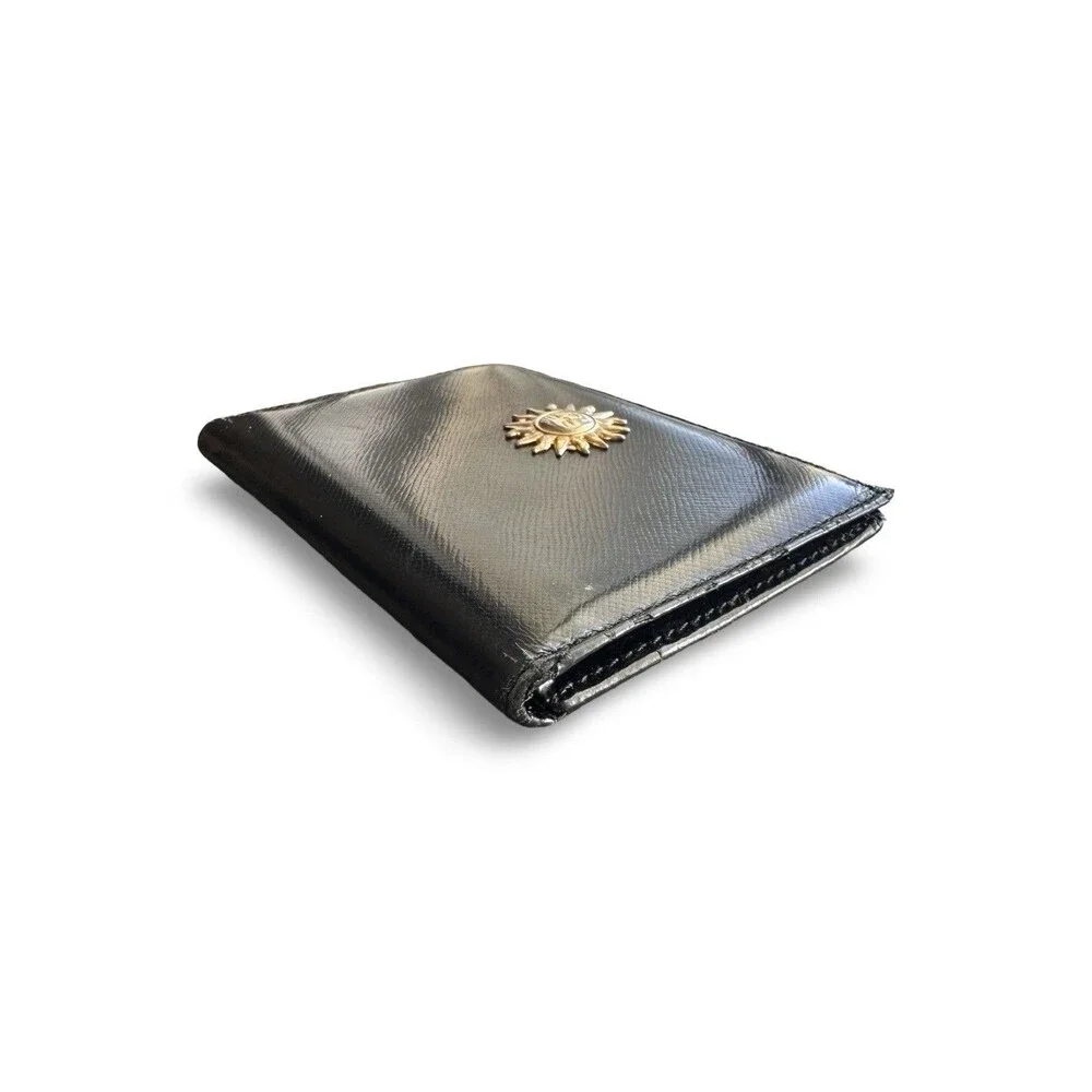 Authentic Vintage Gianni Versace Black Leather Bifold ID & Card Wallet